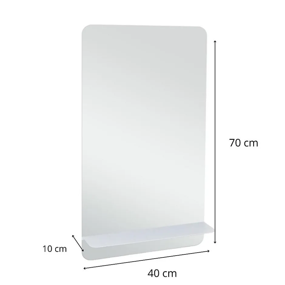 Mob-In Miroir rectangulaire 40 x 70 cm SIMONA avec tablette en métal