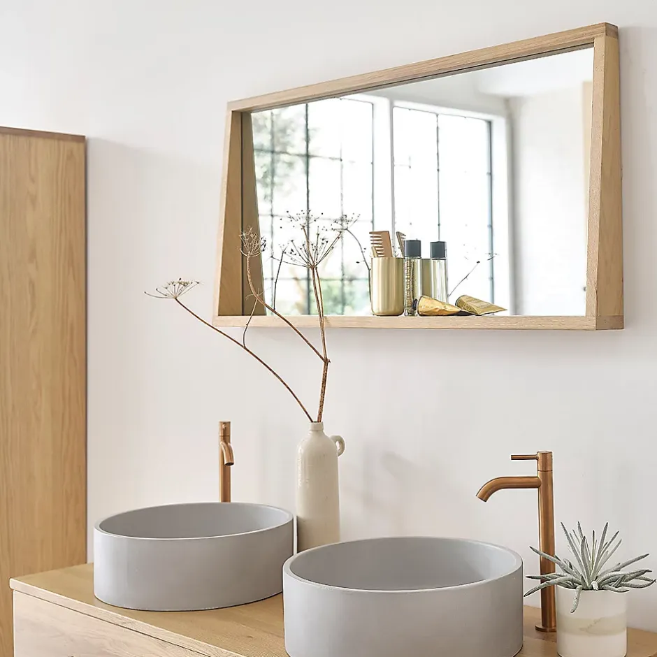 Berah Getah Miroir rectangulaire en chêne massif* Miroir Simple