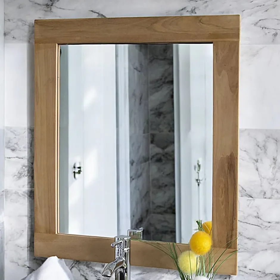 Wildwater Miroir rectangulaire en teck massif Lazy 60 x 70 cm* Miroir Simple