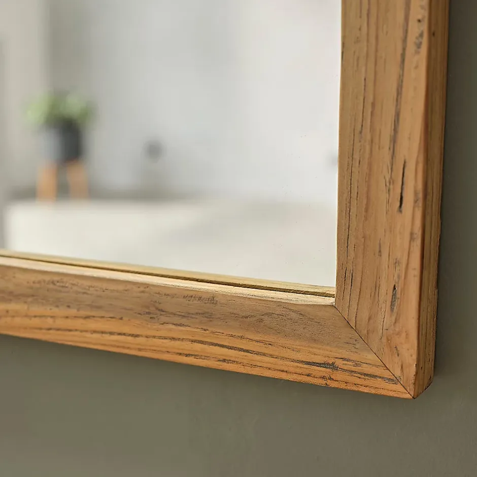 Berah Getah Miroir rectangulaire en teck recyclé massif* Miroir Simple