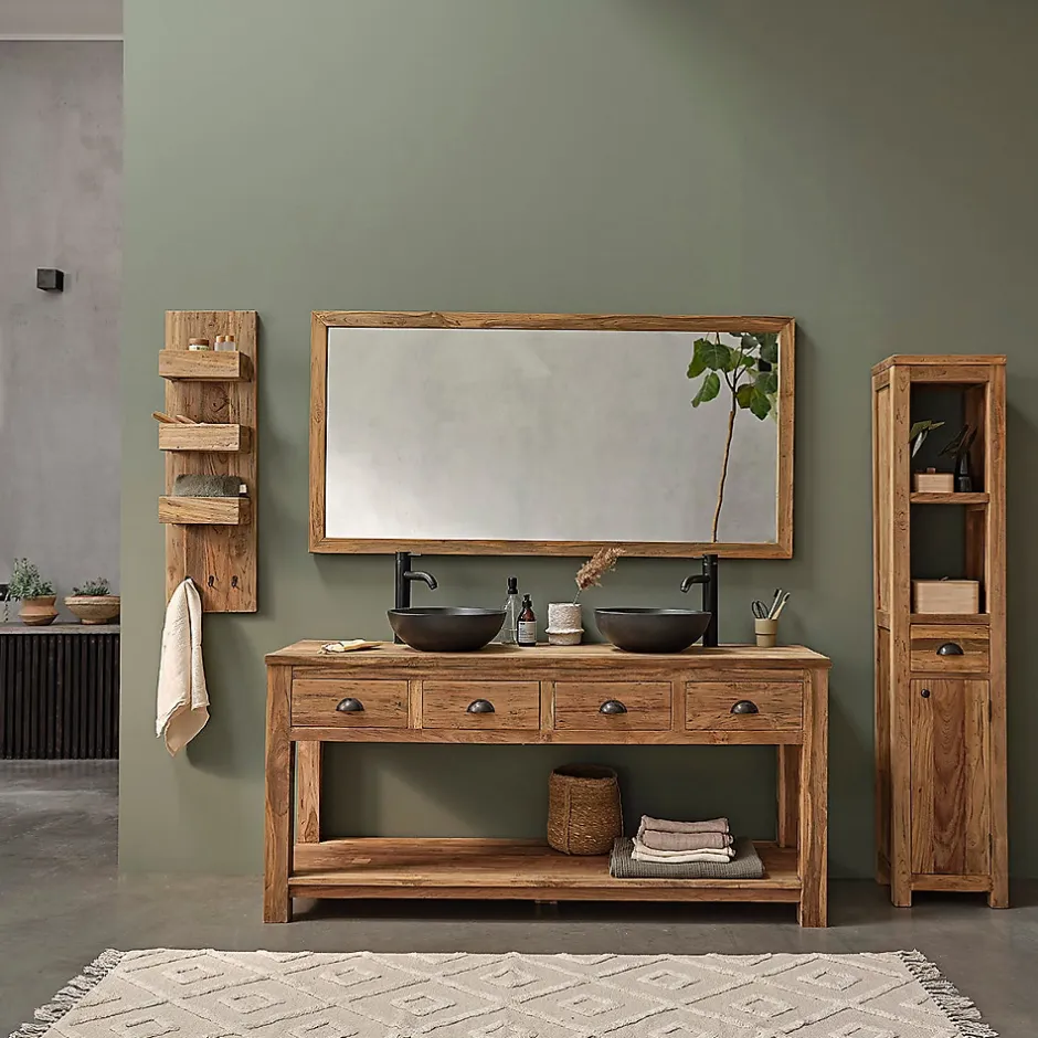 Berah Getah Miroir rectangulaire en teck recyclé massif* Miroir Simple