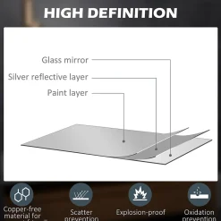 kleankin Miroir rectangulaire mural LED salle de bain - 70x50cm - 3 couleurs luminosité réglable tactile système antibuée blanc transparent* Miroir Lumineux