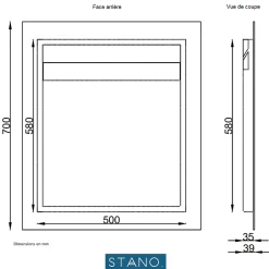 Stano Miroir rectangulaire sans cadre DORIA largeur 60 cm