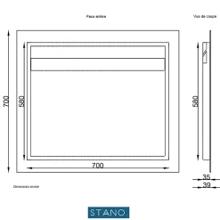 Stano Miroir rectangulaire sans cadre DORIA largeur 80 cm* Miroir Simple