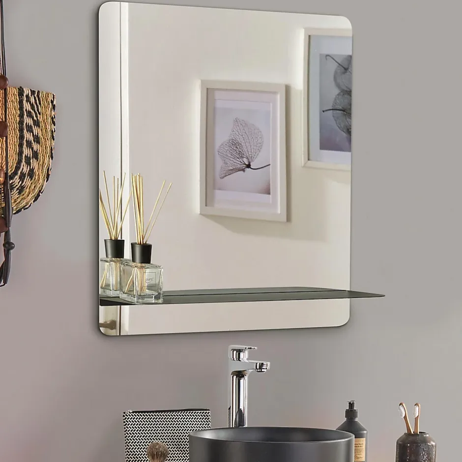 Mob-In Miroir rectangulaire SORRENTO avec tablette en métal