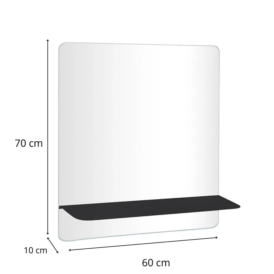 Mob-In Miroir rectangulaire SORRENTO avec tablette en métal