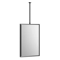 Bernstein Miroir rectangulaire suspendu cadre aluminium noir, rotation 360, réglable en hauteur, pour salle de bain - 50x80cm - 2145