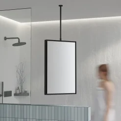 Bernstein Miroir rectangulaire suspendu cadre aluminium noir, rotation 360, réglable en hauteur, pour salle de bain - 50x80cm - 2145