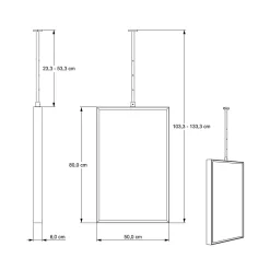 Bernstein Miroir rectangulaire suspendu cadre aluminium noir, rotation 360, réglable en hauteur, pour salle de bain - 50x80cm - 2145