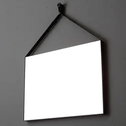 Kiamami Valentina Miroir Rectangulaire 70X50 Cm Avec Cadre En Cuir Noir Design Moderne* Miroir Grossissant