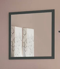 Dmora Miroir Rino, Miroir de salle de bain, 100% Made in Italy, 60x2h60 cm, Anthracite Brillant