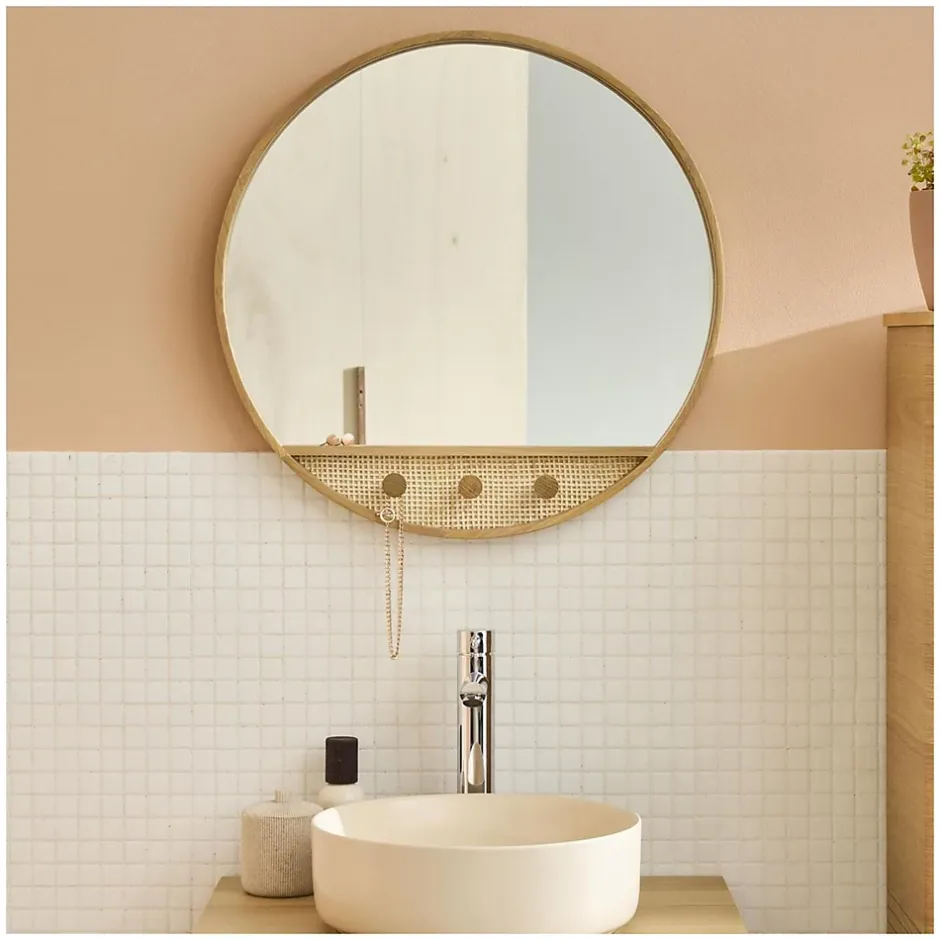 Mob-In Miroir rond chêne NESTO 60x60cm* Miroir Simple