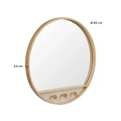 Mob-In Miroir rond chêne NESTO 60x60cm* Miroir Simple