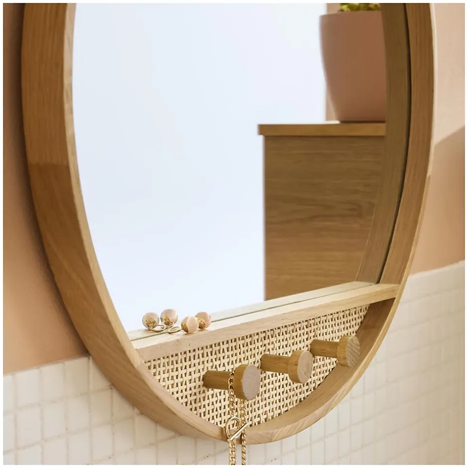 Mob-In Miroir rond chêne NESTO 60x60cm* Miroir Simple