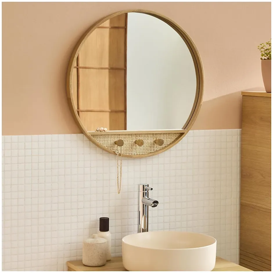 Mob-In Miroir rond chêne NESTO 60x60cm* Miroir Simple