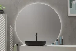 Bernstein Miroir rond éclairage LED capteur tactile anti-buée pour salle de bain, cadre aluminium et verre 4mm - BOVA 2.0 - 120cm* Miroir Lumineux
