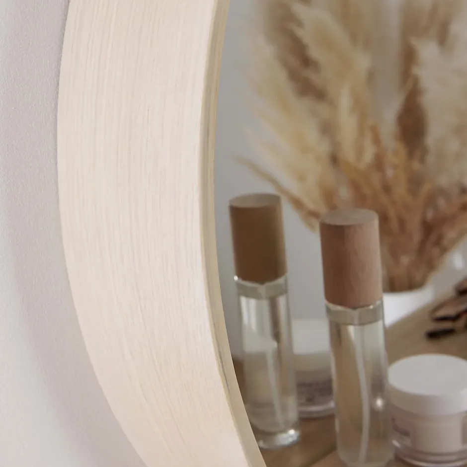Mob-In Miroir rond en chêne avec étagère 60 cm OBLO
