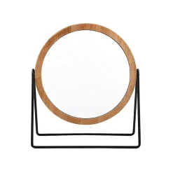MSV Miroir Rond Grossissant SATCHI Bois Acier Noir