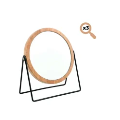 MSV Miroir Rond Grossissant SATCHI Bois Acier Noir