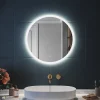 Sirhona Miroir Rond Lumineux Salle de Bain LED Eclairage Intégré avec Fonction Anti-buée 60cm Mirroir Rond LED Rétro-éclairé