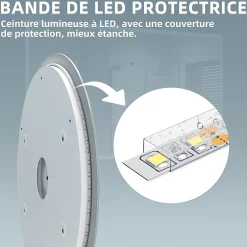 Sirhona Miroir Rond Lumineux Salle de Bain LED Eclairage Intégré avec Fonction Anti-buée 60cm Mirroir Rond LED Rétro-éclairé