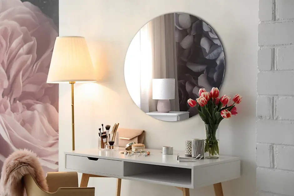 Tulup Miroir rond style loft 90 cm grand sans cadre 1 pièce