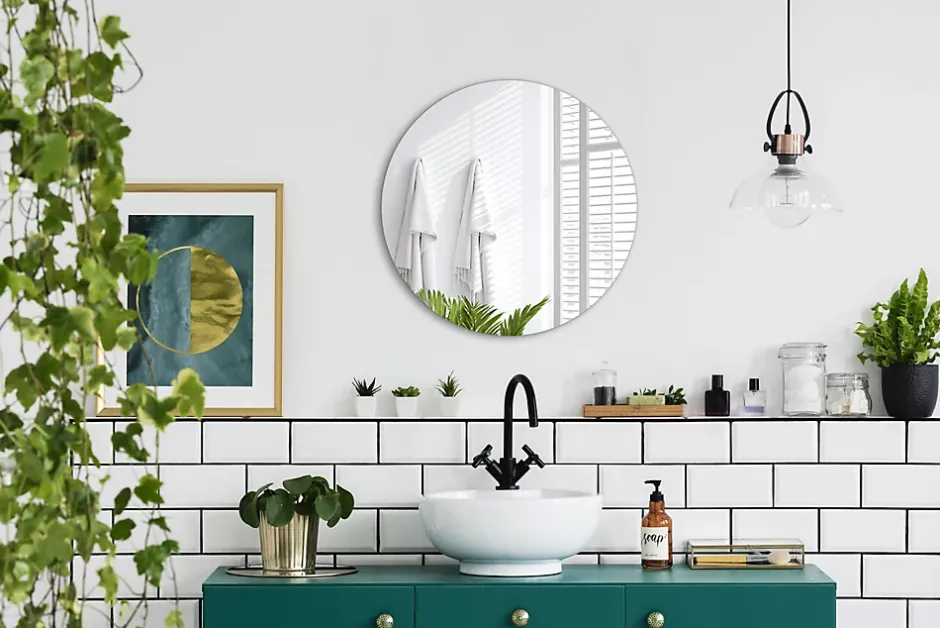Tulup Miroir rond style loft 90 cm grand sans cadre 1 pièce