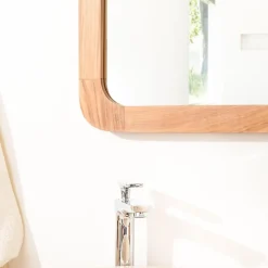 Wanda Collection Miroir rétro en teck massif 70 cm x 50cm