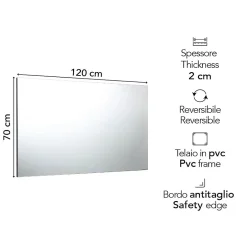 Kiamami Valentina Miroir Réversible 120X70 Avec Bordure En Fil Brillant* Miroir Grossissant