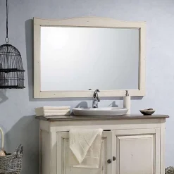 Byca Miroir salle de bain - 140 cm en Acacia blanc vieilli - Garriguo* Miroir Simple