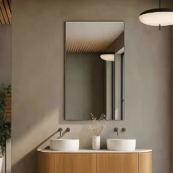Jindoli Miroir salle de bain 40 cm simple fixation murale* Miroir Lumineux