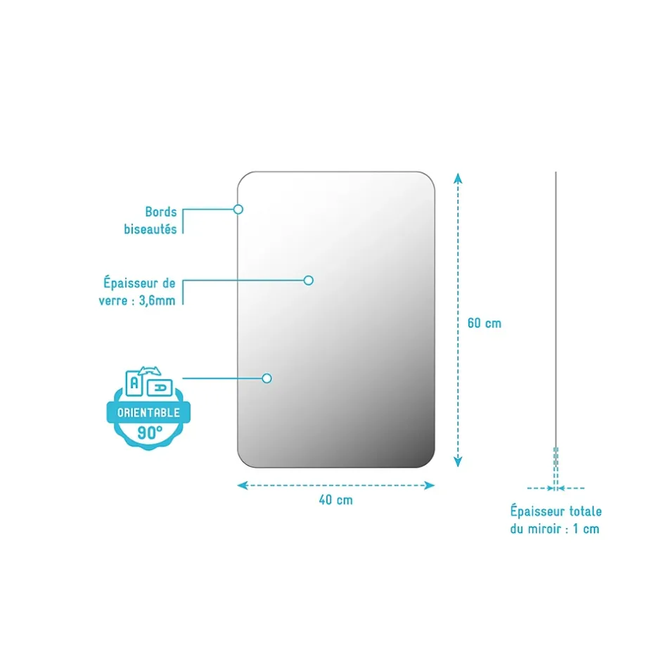 Aurlane Miroir salle de bain - 40x60cm - GO* Miroir Simple