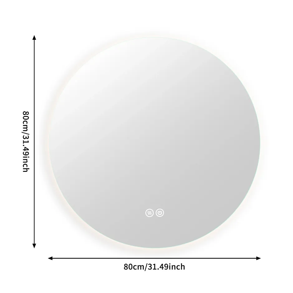 ProximaX Miroir Salle de Bain avec Éclairage - Rond 80 cm - Miroir LED Salle de Bain - avec Anti-buée et 3 Couleur Changeable