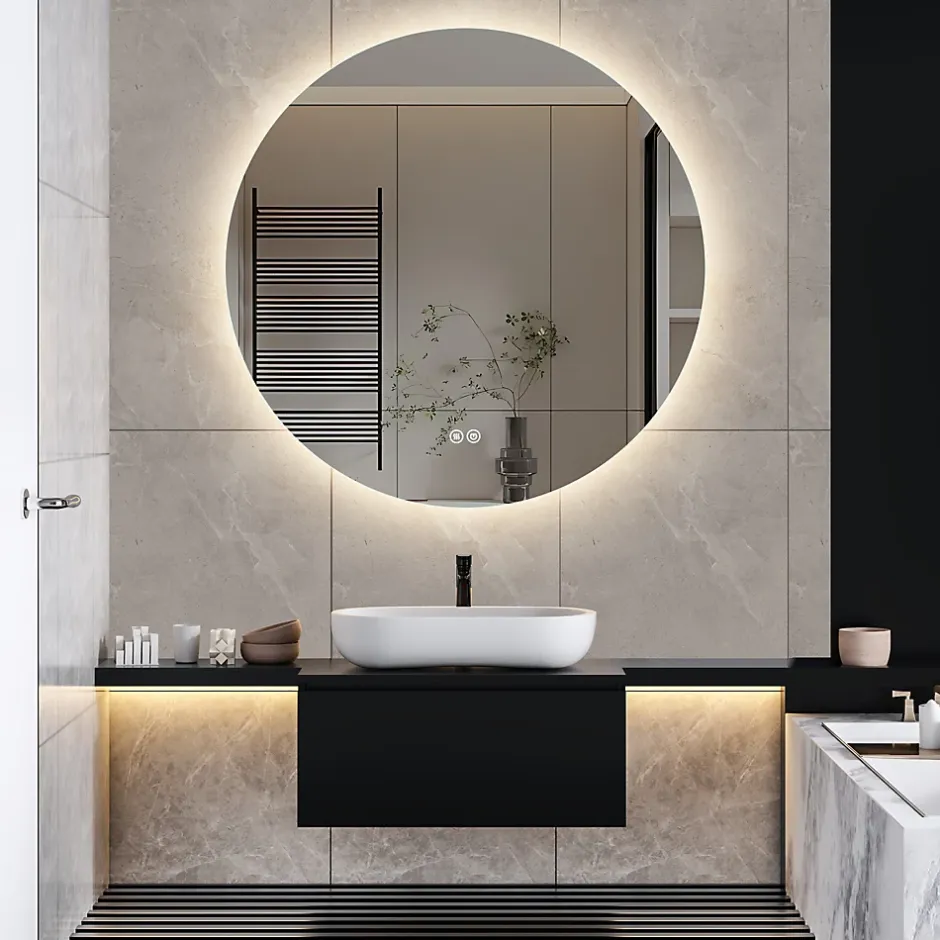 ProximaX Miroir Salle de Bain avec Éclairage - Rond 80 cm - Miroir LED Salle de Bain - avec Anti-buée et 3 Couleur Changeable