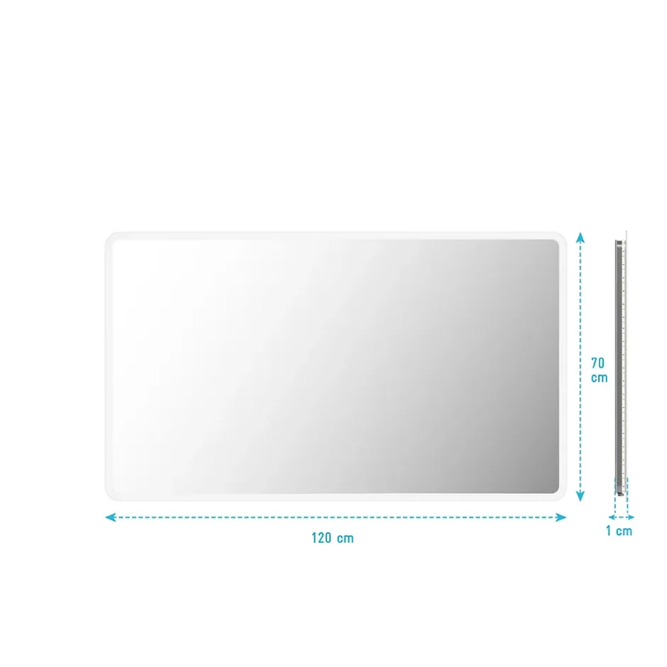 Aurlane Miroir salle de bain avec eclairage LED - 120x70cm - GO LED* Miroir Lumineux