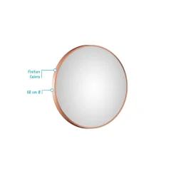 Aurlane Miroir salle de bain circulaire - Diamètre 60cm - Finition cuivre* Miroir Simple
