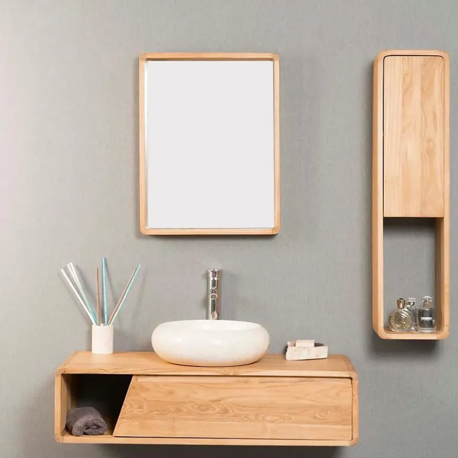 Wanda Collection Miroir salle de bain en teck Samba 140 x 65 cm* Miroir Simple