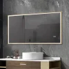 Luxury Bain Miroir salle de bain LED 110x60cm anti buée avec cadre doré LB-126080G