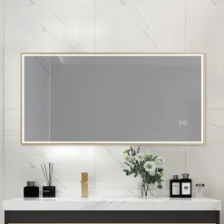 Luxury Bain Miroir salle de bain LED 110x60cm anti buée avec cadre doré LB-126080G