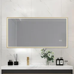Luxury Bain Miroir salle de bain LED 110x60cm anti buée avec cadre doré LB-126080G