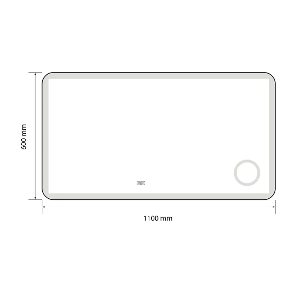 Luxury Bain Miroir salle de bain LED 110x60cm anti buée avec cadre en aluminium noir et loupe x3 LB-4685B* Miroir Lumineux