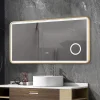 Luxury Bain Miroir salle de bain LED 90x60cm anti buée avec cadre en aluminium doré et loupe x3 LB-4685G* Miroir Lumineux