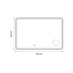 Luxury Bain Miroir salle de bain LED 90x60cm anti buée avec cadre en aluminium doré et loupe x3 LB-4685G* Miroir Lumineux