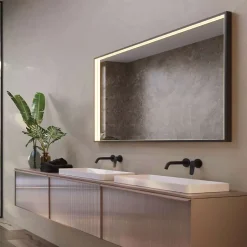 Ledimex Miroir Salle de Bain LED Réglable 80x120cm - Noir Mat - Anti-Buée & Détecteur de Mouvement - ABILITY* Miroir Lumineux