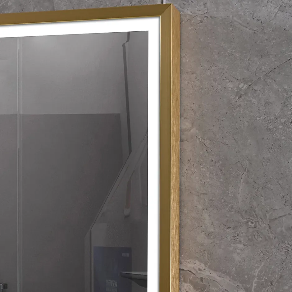 Luxury Bain Miroir salle de bain LED 90x60cm anti buée avec cadre doré LB-126080G* Miroir Lumineux