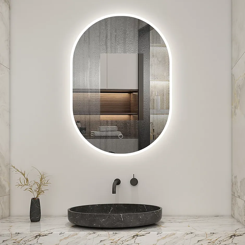 AICA Sanitaire Miroir salle de bain LED 45x80cm tricolore + anti-buée + dimmable + mémoire,