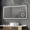 Luxury Bain Miroir salle de bain LED 120x60cm anti buée avec cadre en aluminium noir et loupe x3 LB-4685B* Miroir Lumineux
