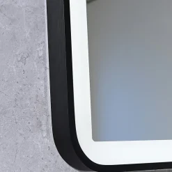Luxury Bain Miroir salle de bain LED 120x60cm anti buée avec cadre en aluminium noir et loupe x3 LB-4685B* Miroir Lumineux