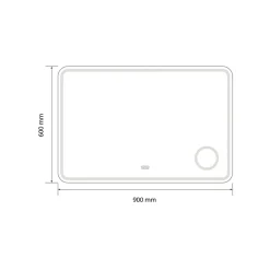 Luxury Bain Miroir salle de bain LED 90x60cm anti buée avec LED 3 couleurs et loupe x3 LB-3612* Miroir Lumineux