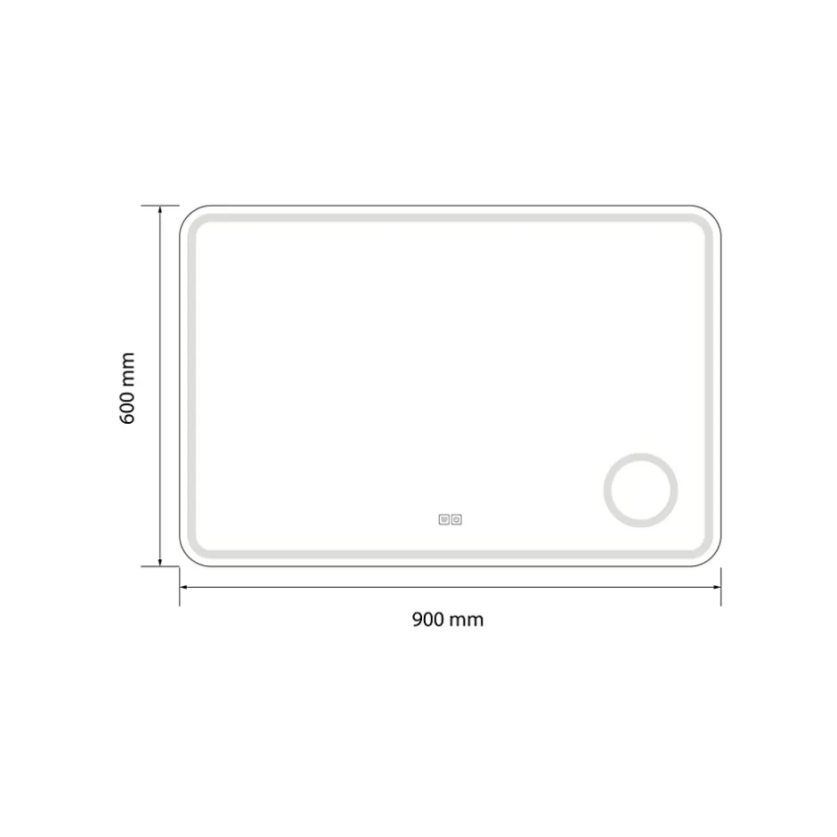 Luxury Bain Miroir salle de bain LED 90x60cm anti buée avec LED 3 couleurs et loupe x3 LB-3612* Miroir Lumineux
